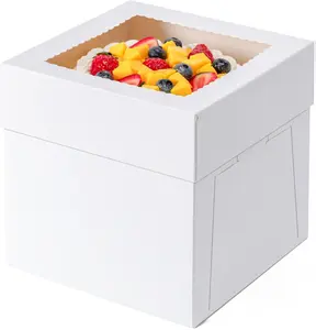 3 Pack 10 Inch Cake Boxes with Lids 10x10x8 Inches Tall Collapsible Bakery Containers for Cookies Pies Cupcakes Pastry Wedding Birthday Party