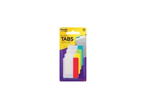 Post-it 686-ALYR Durable File Tabs, 2 x 1 1/2, Red, Yellow, Green, Blue, 24/PK
