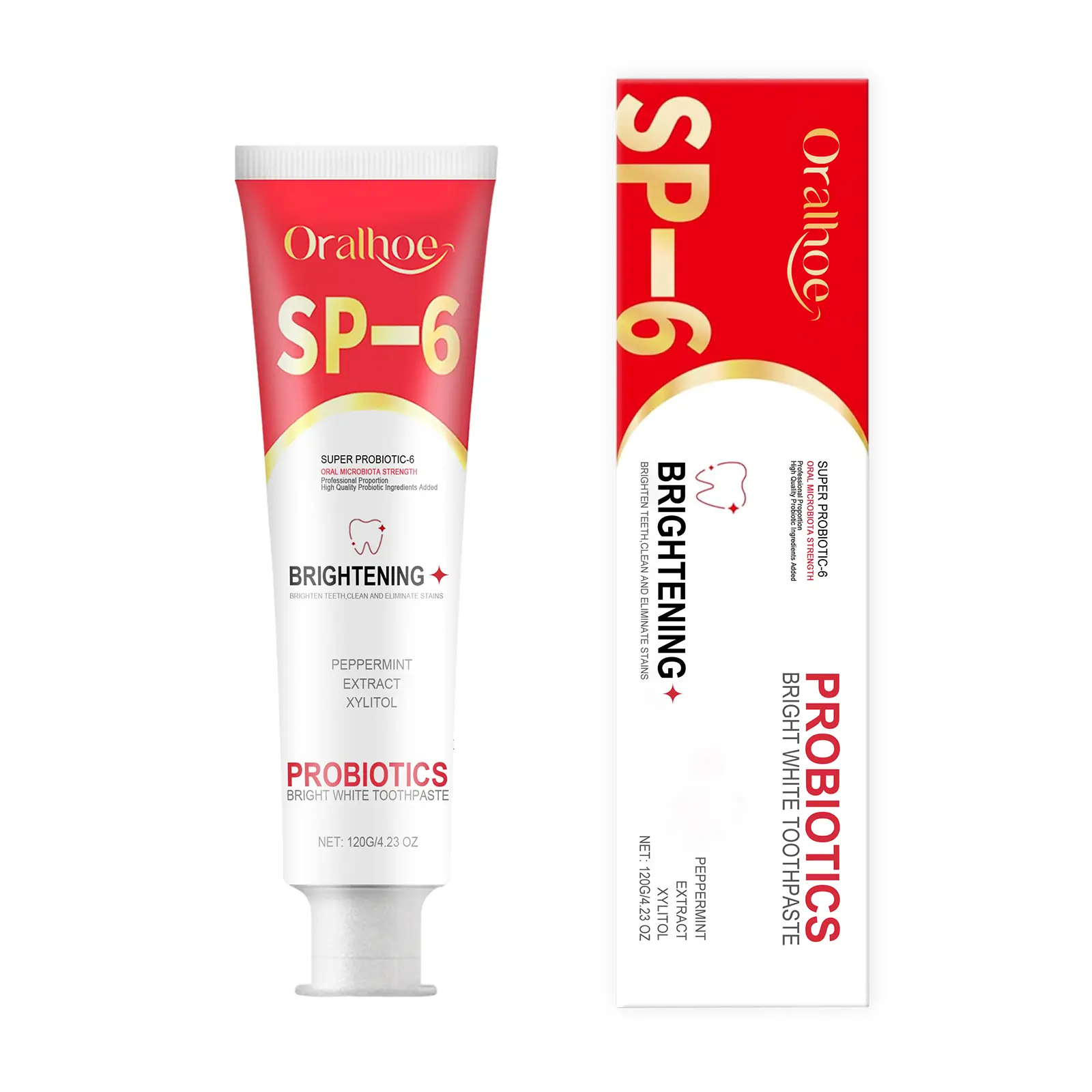 SP-6 Probiotic Whitening Toothpaste, Gentle Cleansing Formula for Stain Reduction and Fresh Breath, Soothes Sensitive Gums and Strengthens Teeth, 1 Piece