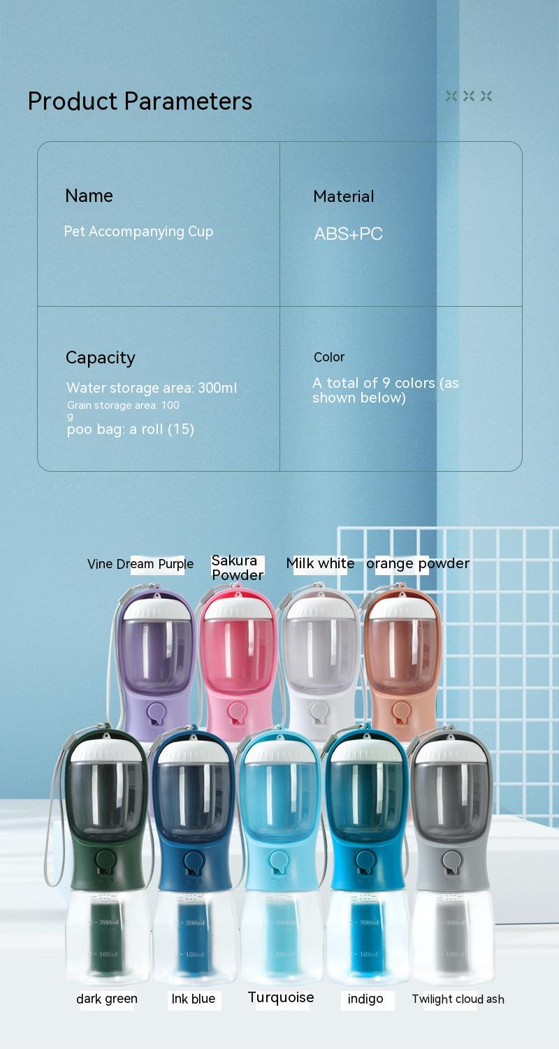 Three-in-one Portable Dog Water Cup + Food storage + Garbage Bag