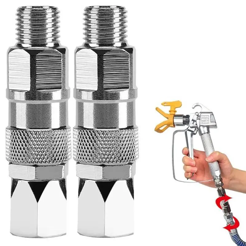 ZHUITU 100% Brand New Sturdy Durable Stainless Steel 360-Degree Rotate Swivel Joint, 1.27cm * 6.6cm Anti-Knotting Rotary Connector Accessory for Airless Paint Sprayers, Airless Spray Gun Hoses