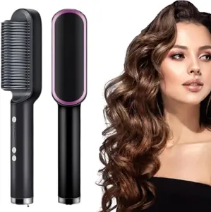 Professional Ion Straightening Hair Comb with Quick Heating Ceramic Band Automatic Locking & Closing Anti-Scald Design for Safe Styling