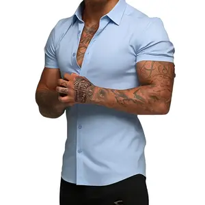 Men's Short Sleeve Button Down Shirt Casual Summer Shirt for Men, Lightweight Breathable Dress Shirt for Business Casual, Office, Vacation, Daily Wear, Solid Color