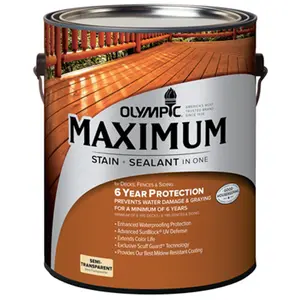 212 MAIN Olympic 79560A-01 Oil-Based Gal Neutral Tint Base Maximum Deck Stain, Exterior Use for Fences & Sidings, UV Protection, Mildew Guard