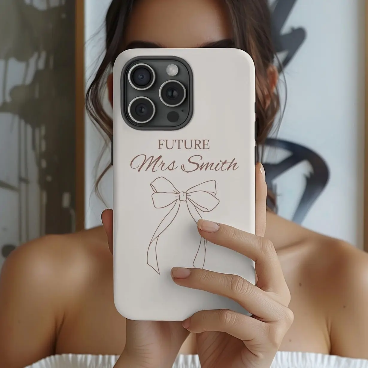 Customized Future Mrs Smartphone Casing - Personalized Bridal Shower Handheld Cellphone Case for iPhone, Samsung Galaxy - Bride-to-Be Wedding Engagement Day Device Accessory