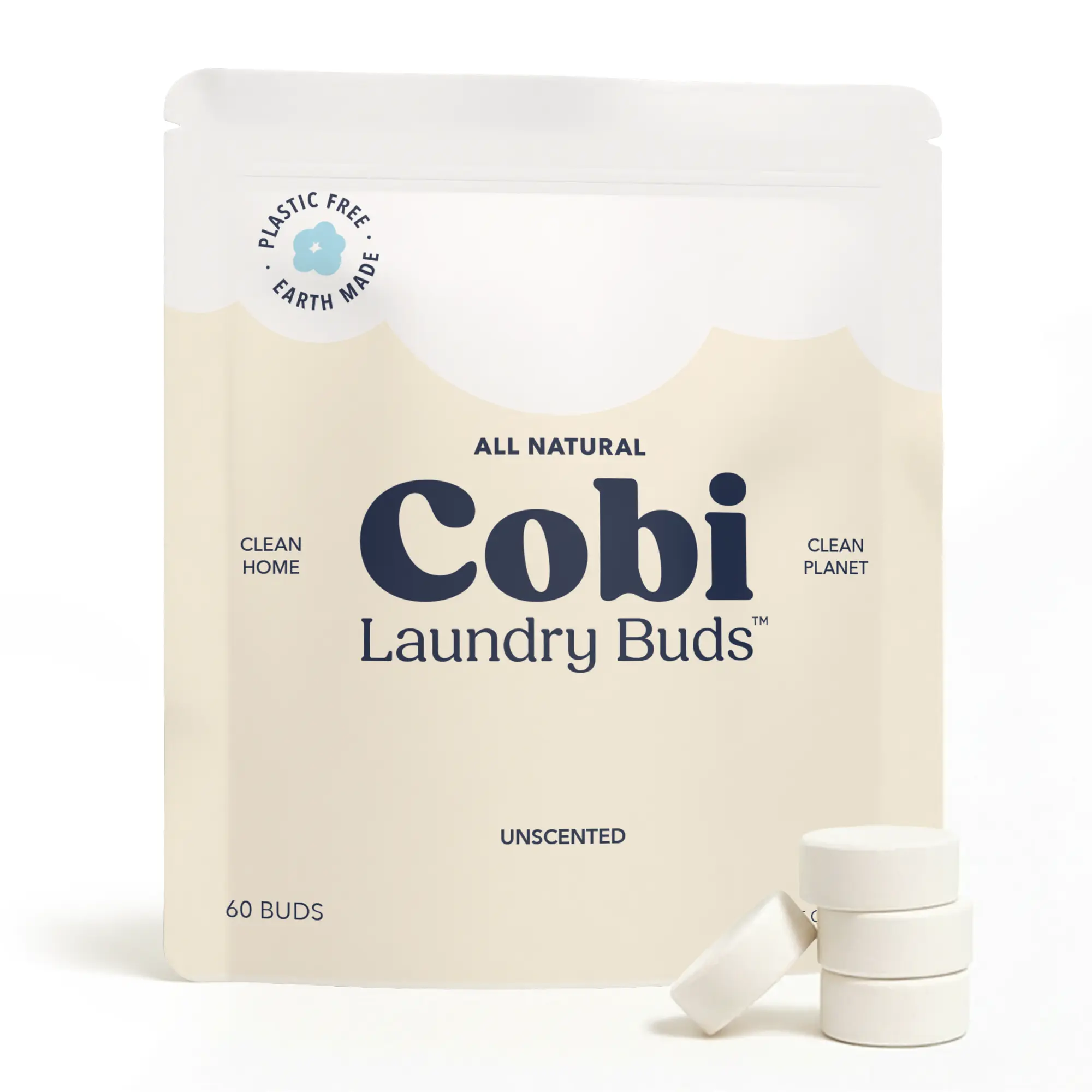 Cobi Laundry Detergent Buds - Ultra Concentrated Plant-Powered Pre-Measured Unscented 60 Buds for Clean Home & Planet Earth Made No Waste
