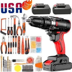 128 pc Tool Set with Power Drill, Cordless Hammer Drill Tool Kit 128Pcs Household Power Tools Drill Set with 21V Li-Ion Battery & Charger for Home Tool Kit，toolbox，bigtoolset