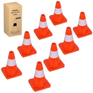 Nilight 8-Pack 12in Reflectors Equipped Durability Protective PVC Vinyl Traffic Safety Cones, Orange Impact-Resistant for Road Safety, Construction Work, Durability Safety Cones