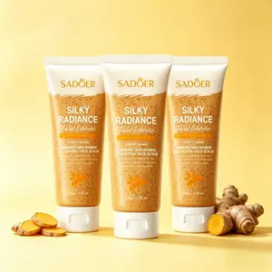 Turmeric Facial Scrub Gentle Daily Exfoliator with Natural Turmeric Extract, Boosts Radiance for Dull Complexion, Improves Look of Dark Spots & Acne Marks, Unclogs Pores & Minimizes Blackheads, Calms Visible Red Sensitive Skin