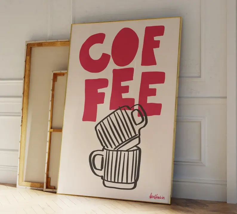 Coffee Poster, Kitchen Poster, Retro Coffee Poster, Espresso Poster Print, Coffee Bar Decor, Modern Kitchen Art