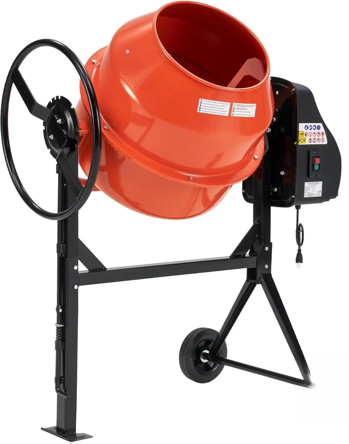AMERLIFE Portable Electric Concrete Mixer - 4.9 Cu.Ft/140L, 375W/550W 110V Motor, 30RPM Rotation, Construction Equipment for Mortar, Stucco