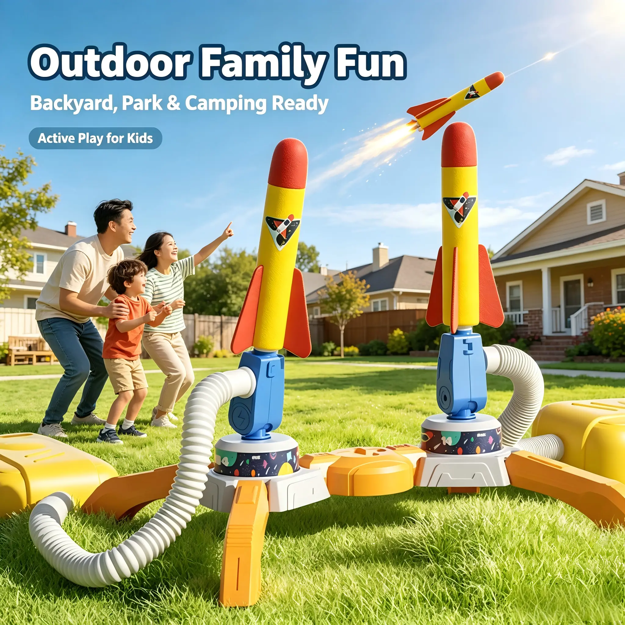 Rocket Launcher Toys – Light-Up Glow Foam Rockets & Adjustable Launch Stand, Launch up to 200 ft, Fun Outdoor Toy ,Gift Idea, Party Toy, Cool Gifts, Family Fun Perfect Holiday Gift