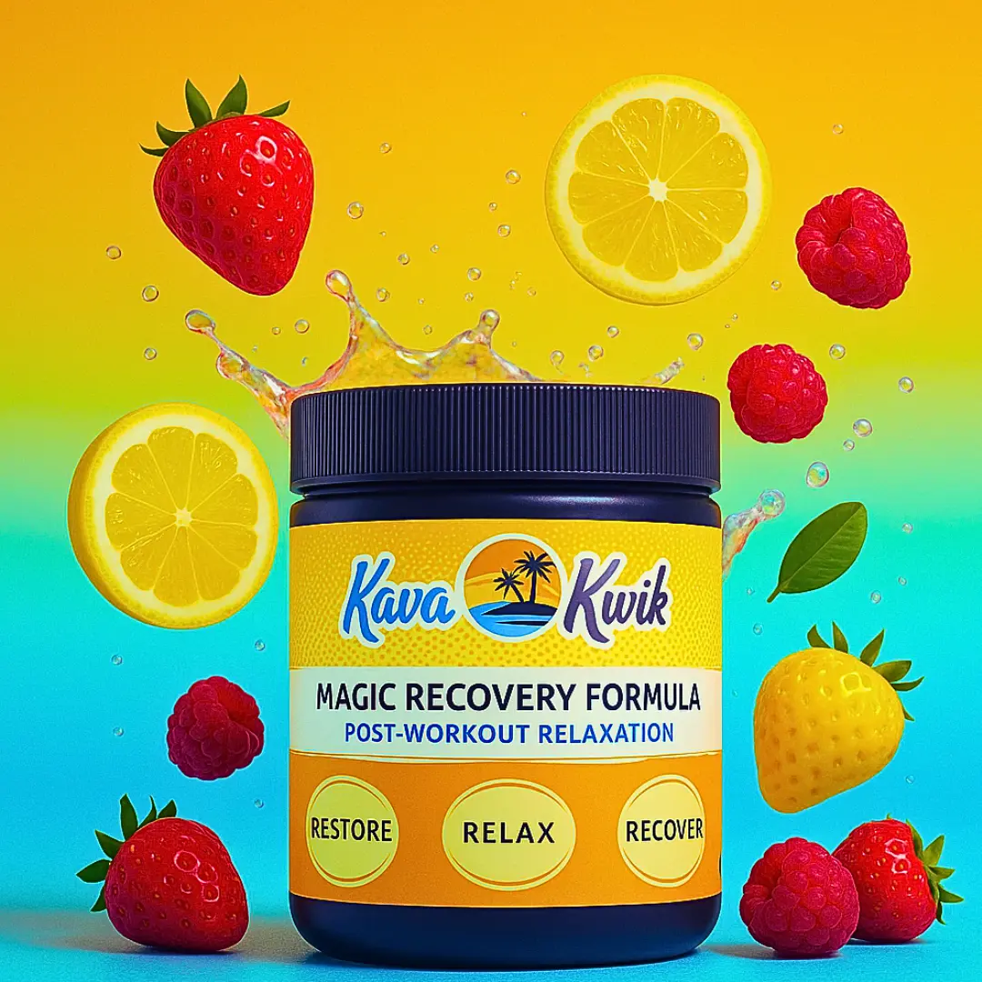 KavaKwik Magic Recovery Post-Workout Formula - 20-Serving Jar with Noble Kava Extract & Electrolytes for Relaxation & Recovery