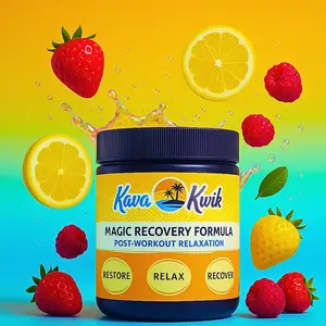 KavaKwik Magic Recovery Post-Workout Formula - 20-Serving Jar with Noble Kava Extract & Electrolytes for Relaxation & Recovery