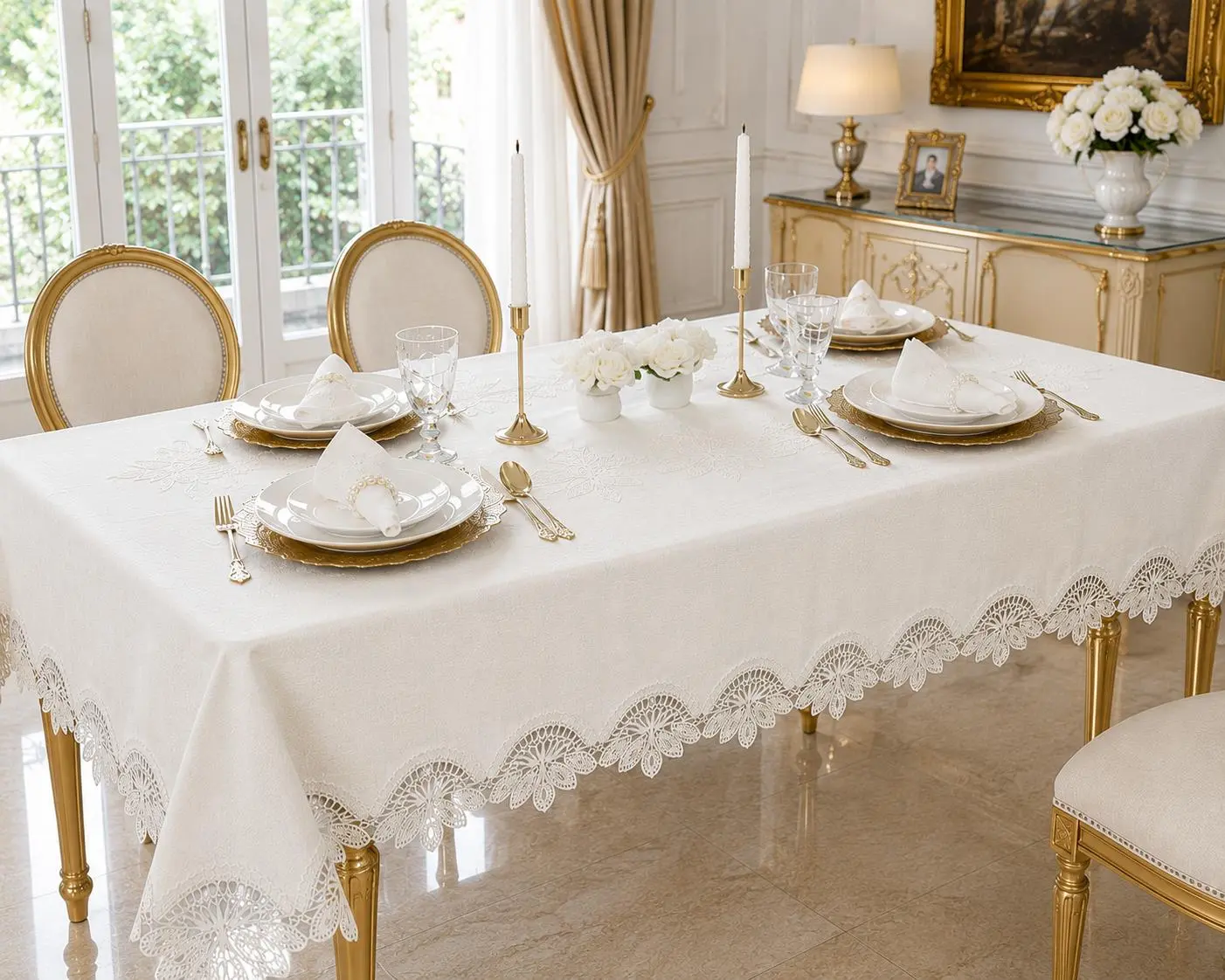 LUXURY TURKISH LINEN TABLECLOTH SET | STAIN-RESISTANT
