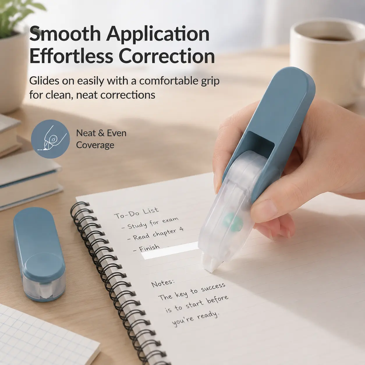 1 Piece Pen-Shaped Foldable Correction Tape Office Writing Tool - Plug-and-Release Cost-Saving Refill, Easy Grip Design That Fits Natural Hand, Minimal Noise Stationery for Backpack Pocket Carry