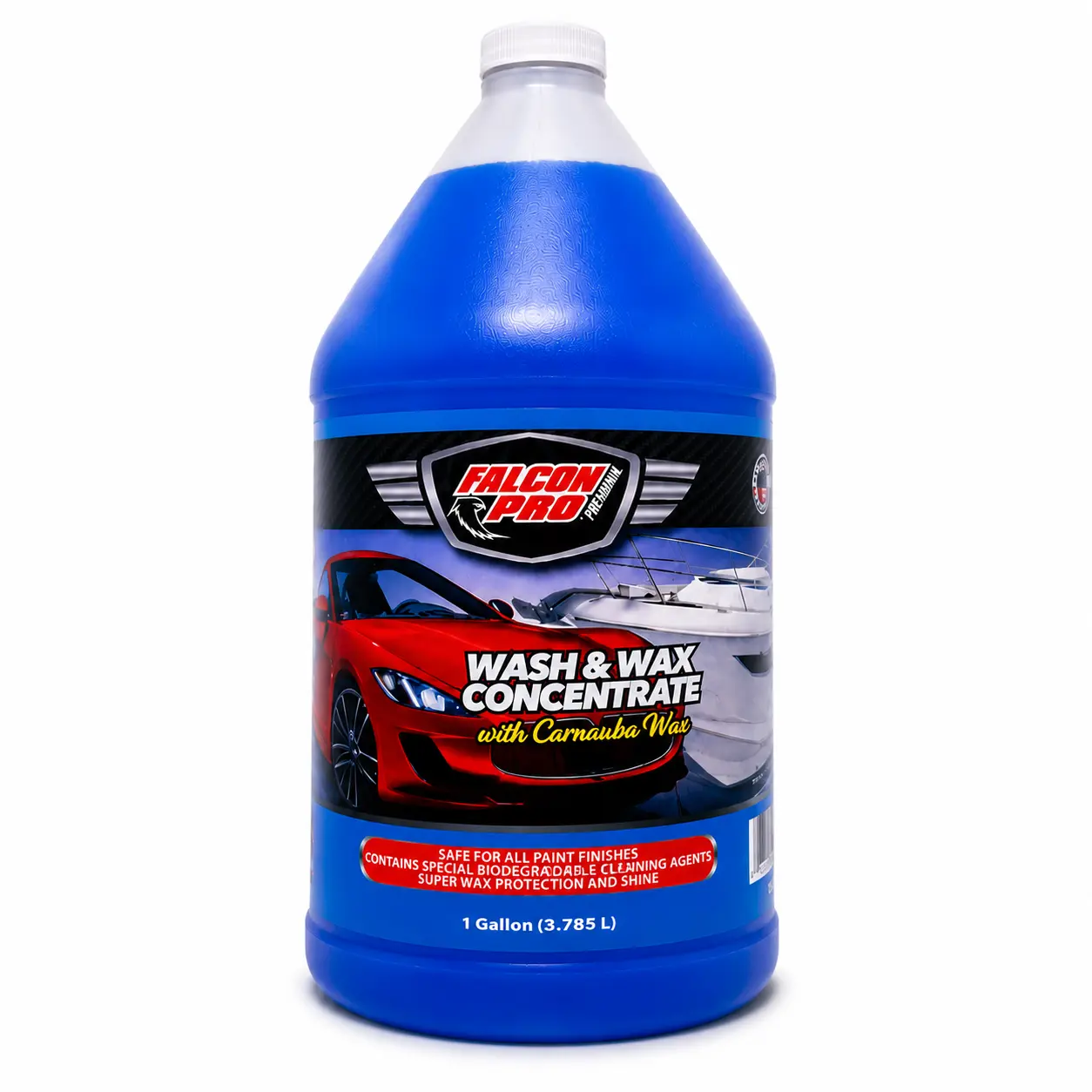 Falcon Pro Wash & Wax Concentrate with Carnauba, 1 Gal (128 fl oz) Automotive Paint Care Wet Wax Alternative