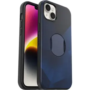 OtterBox iPhone 14 Plus (Only) OtterGrip Symmetry Series Case - Blue Storm (Blue), Built-in Grip, Sleek case, Snaps to MagSafe, Raised Edges Protect Camera & Screen