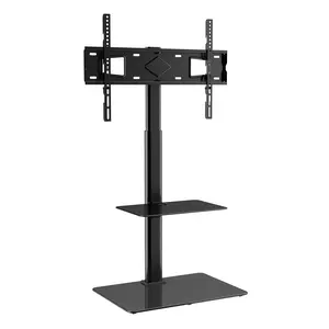VEVOR TV Stand Mount, TikTokShopBlackFriday, Swivel Tall TV Stand for 32 to 65 inch TVs, Height Adjustable Portable Floor TV Stand with Tempered Glass Base for Bedroom, Living Room