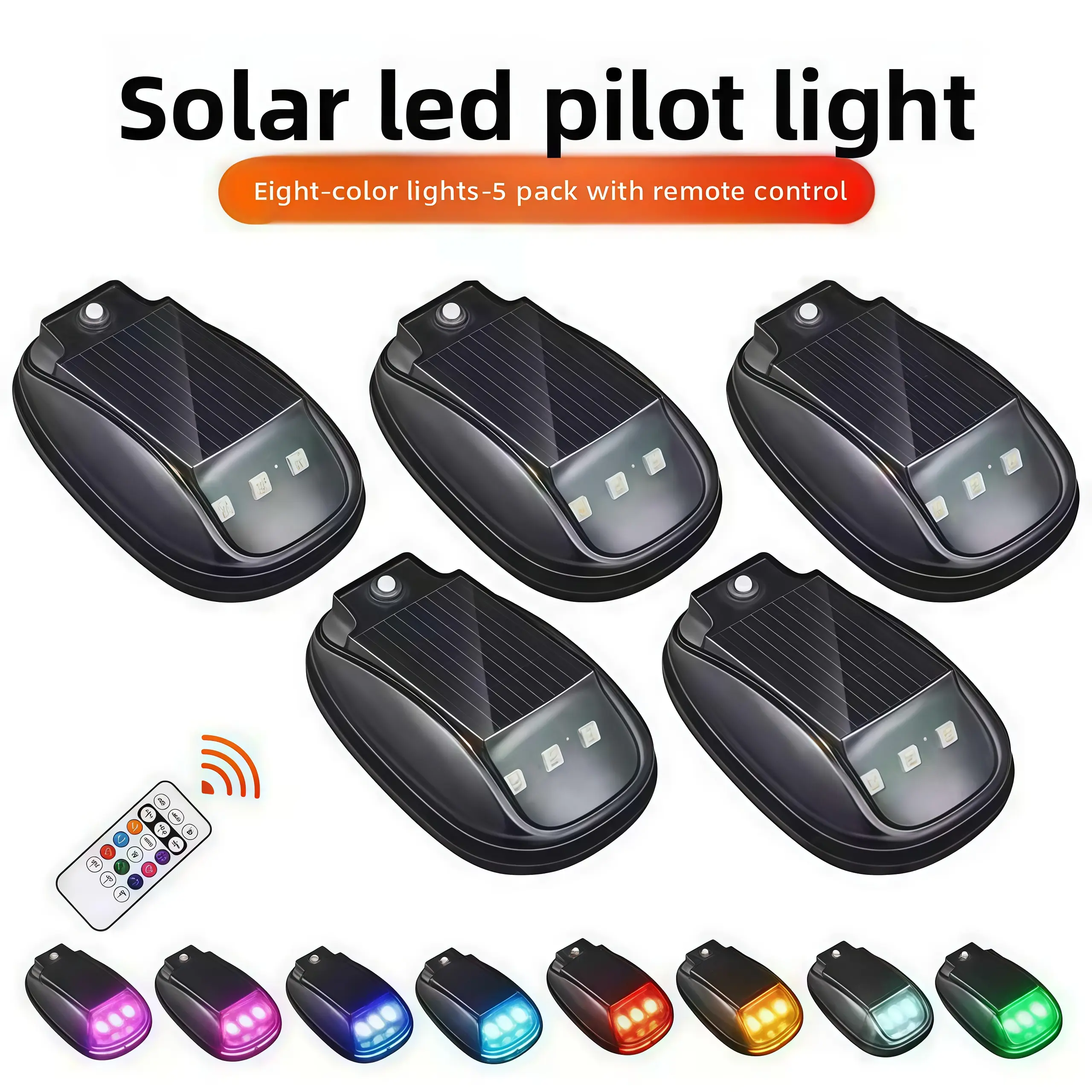 Solar LED navigation light roof warning light with remote control wireless car LED light decorative ambient light men's car accessories solar car light truck roof light ambient lighting kit remote controlled RGB LED strobe light rock lights