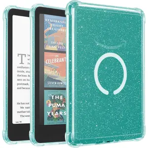 Clear Case for 7" Kindle Paperwhite 12th Gen 2024 and Kindle Colorsoft - with AirBag Compatible with  MagSafe, for /Belkin/   Pads, Glitter White