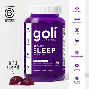 Goli Dreamy Sleep Gummy - Melatonin, Vitamin D, Magnesium, Lemon Balm Extract, Gelatin-Free, Gluten-Free, Vegan & Non-GMO