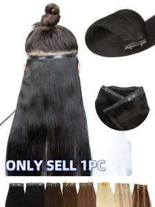 Seamless Natural Tape Weft Long PU Skin Weft Extensions, No Glue Real Human Hair for Fine Hair, 80cm Length Weft Bundles, Human Hair Weave