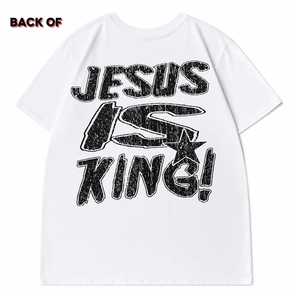 Jesus is King Vintage Faith Over Fear Graphic Tees, Crew Neck, Size S- 3XL, Menswear Top, Womenswear Top Underwear Streetwear A6 Casual Crewneck