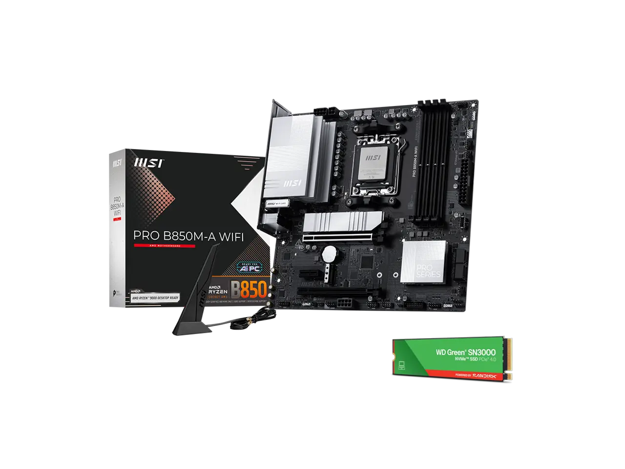 MSI Pro B850M-A WiFi Bundle - Motherboard & 1TB NVMe SSD