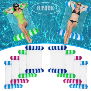 8 Pack Pool Floats Adult Size,Multi-Purpose 4-in-1 Inflatable Hammock Toys (Saddle,Lounge Chair,Hammock,Drifter) Floats for Swimming Pool,for Vacation Fun and Rest