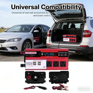 5000W Peak Power Inverter, a Pure Sine Wave Inverter for Converting DC 12V to AC 110V, Featuring an LCD Digital Display, 4 USB Ports, And 3 US Sockets, Designed for Fast Charging in Vehicles, Trucks, Rvs, And Outdoor Use, Without Battery