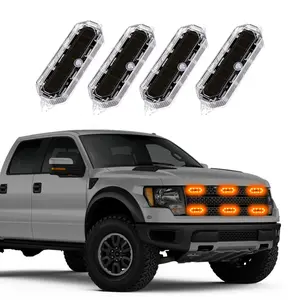 4pc Solar Power LED Lights, LED Night Lights Mini Grille Light for Car Vehicle Pickup Truck Motorcycle Bike