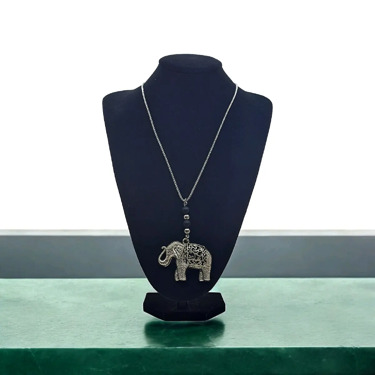 Thailand Silver large elephant pendant necklace