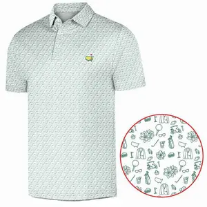 Masters Golf Polo 2025 – Men’s Breathable Performance Polo with Starburst Pattern, Smooth Athletic Feel