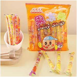 JinJin - Jelly Strip (Jelly Filled Straws in Assorted Flavors) 400g / 14.10oz per Pack Low Calories 0 Fat Snack for Holiday Sharing Package