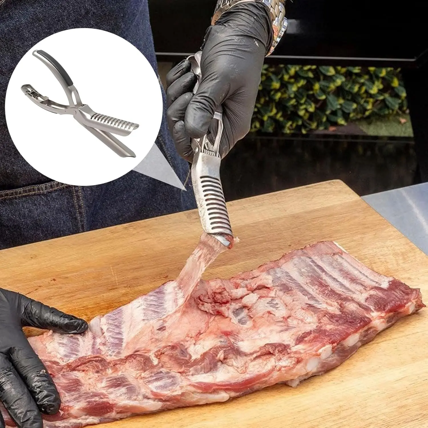 Stainless Steel BBQ Rib Membrane Remover - Rust Resistant Barbecue Utensil with Arc Clamp, Comfortable and Controlled Grip, Ergonomic Design, Dishwasher Safe Kitchenware (1 PC) for BBQ Prep