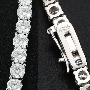 [Tennis Chain] Premium Unisex Moissanite Tennis Necklace for Men Original 925 Sterling Silver Hip Hop Tennis Bracelets for Women