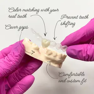 Essix Retainer Clear Retainer with Fake Teeth Color Matching Comfortable Custom Fit Prevents Teeth Shifting and Covers Missing Teeth Cosmetic Appliance