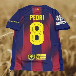 2025-26 Home Fan Edition  Red and Blue No. 8 Short-Sleeve Soccer Jersey