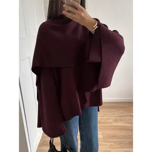 Knitted Shawl Cape Scarf Collar Short Overcoat Jacket