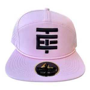 Temach Hat - Pink Snapback with Black Logo and White Trim Adjustable Fit