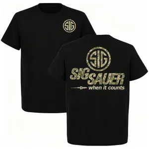 180g[100%cotton]SIG Sauer Camo Logo T-Shirt, Tactical Gun Graphic Tee, 2nd Amendment Shooting Range Shirt, Gun Enthusiast Gift for Men