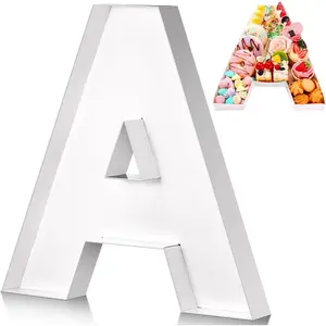13.7inch Cardboard Letter Boxes Charcuterie Letters Board Fillable Reusable Trays Alphabet Serving Platter for Food Chocolate Candy Decoration Baby Shower Party Anniversary(Letter A)