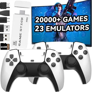 Wireless Retro Game Console, Wireless Game Stick, over 20,000 Games, 23 Emulators, 64GB, Dual 2.4GHz Wireless Controllers, Plug-And-Play TV Video Gaming