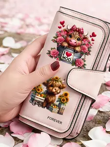 1pc Highland Cow Women'S Long Wallet, Multi-Functional Wallet, Portable Snap Closure Coin Purse, Birthday Gift and Daily Commute for fashion lovers, Playful Design, Perfect Holiday Gift, Perfect for Outdoor, Travel, and Family Use3.27PYT-14