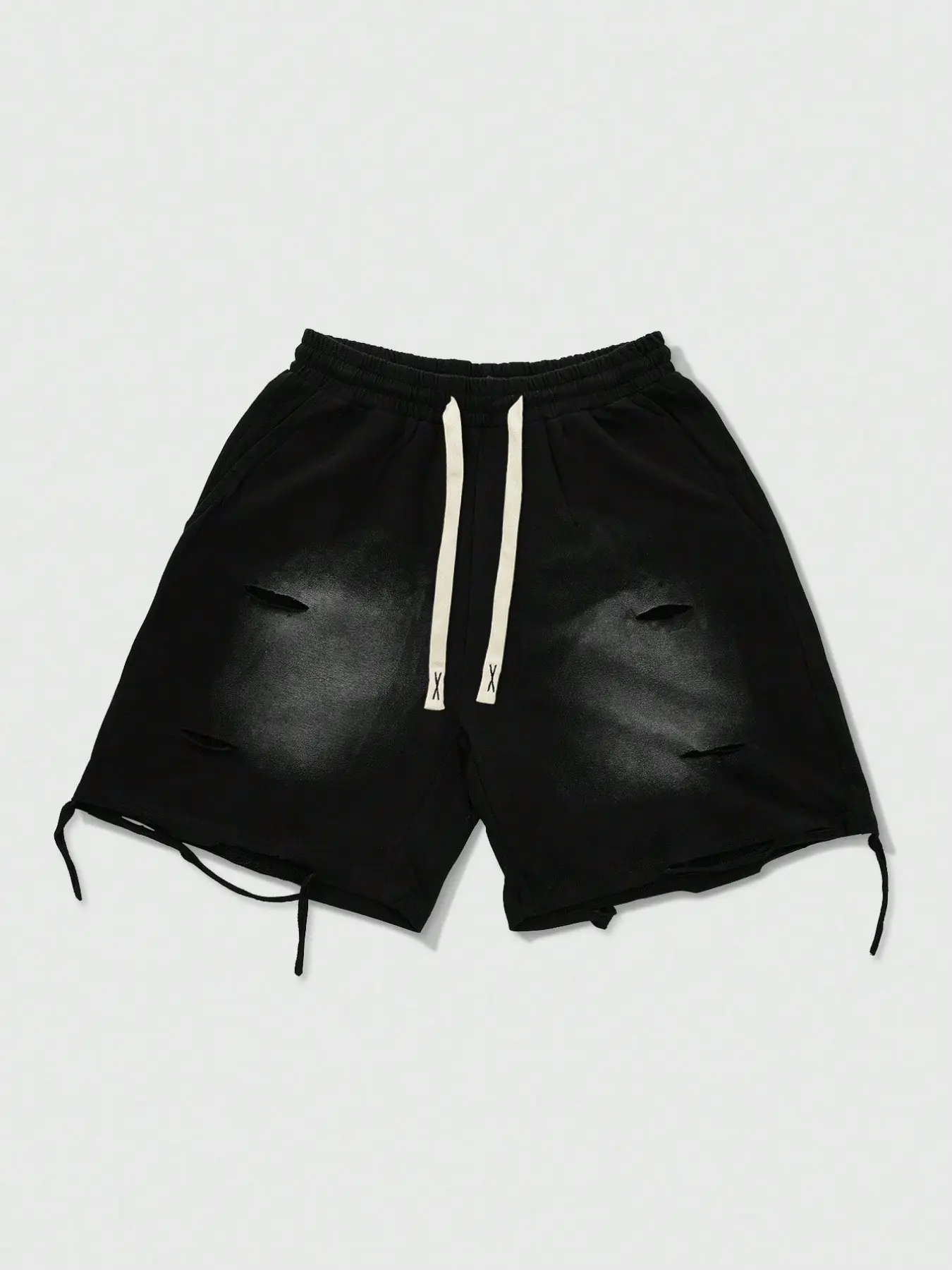 Men's Street Style Sport Shorts, Trendy Short, Athleisure Shorts, Athleisure Casual Shorts, Drawstring Waist Design, Tie-Dye Ripped Pattern, Perfect for Daily Wear, Great Gift Idea, Casual Fashionable Shorts, Casual Sporty Shorts, Drawstring Sports Shorts