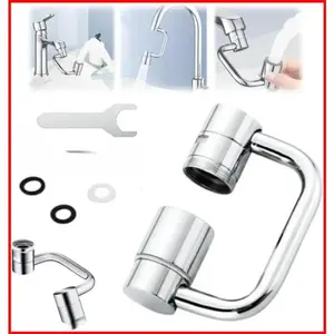 360° Rotatable Faucet Aerator Extender - Universal Kitchen & Bathroom Sink Sprayer Attachment with 2-Mode Splash Control, Easy All-Angle Adjustment (2-Pack)