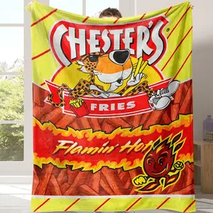 Corn Chips Pattern Flannel Plush Blankets, 1 Count Multifunctional Throw Blanket, Warm Nap Blanket for Home Office Travel Camping, Comfy Blankets