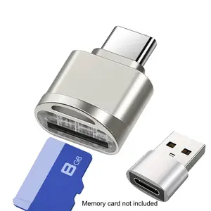 Mini Type-C TF Card/Memory Card Reader Adapter With USB Adapter, USB-C to SD SDHC SDXC OTG Reader for PC , iPhone 16/15 Mac Windows Samsung Galaxy Note 20 S20
