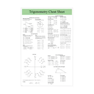 Trigonometry Educational Aid Cheat Sheet Useful User Friendly Mathematic Poster 24x36